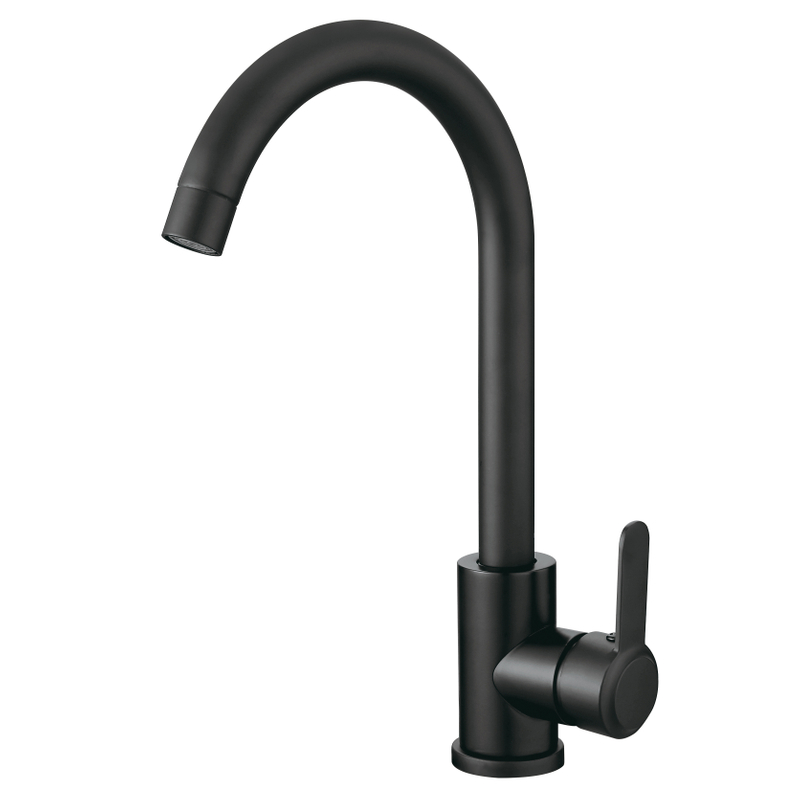 Robinet d'évier de cuisine chromée mono-trous moderne robinets de cuisine à eau froide chaude