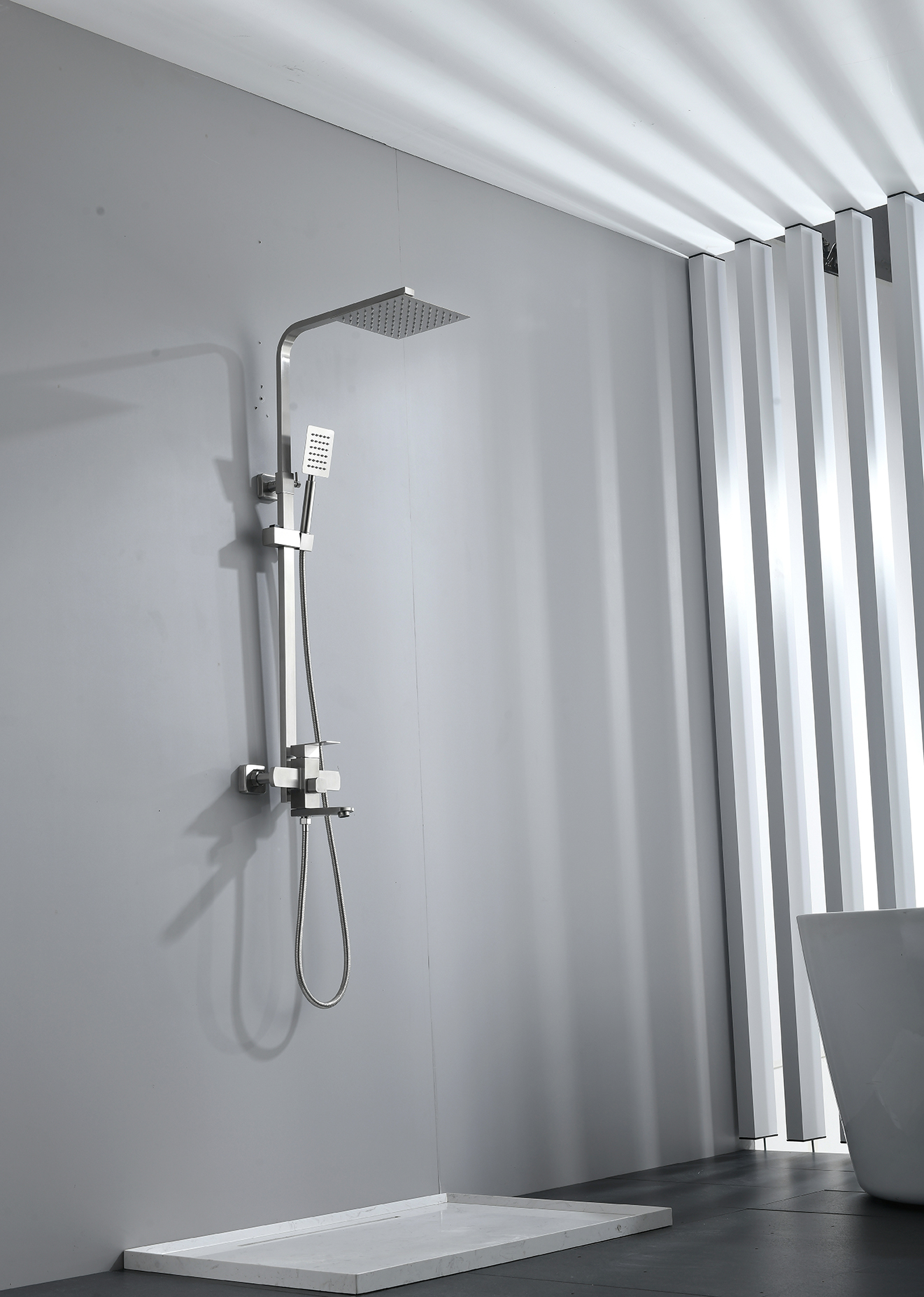 Samliyu 3 fonctions salle de bain noire mate définie système de douche extérieure extérieure