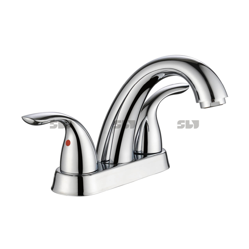 Robinet monétaire sournois à double poignée Deck Mount Gold Basin Robinet Salle de bain Évier de 4 pouces