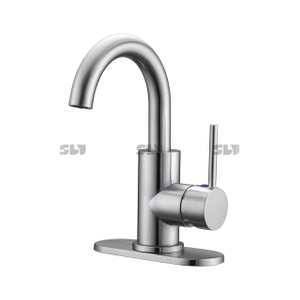 SLY moderne CUPC robinet de lavabo de salle de bain monté sur le pont simple en acier inoxydable chromé robinet de lavabo 