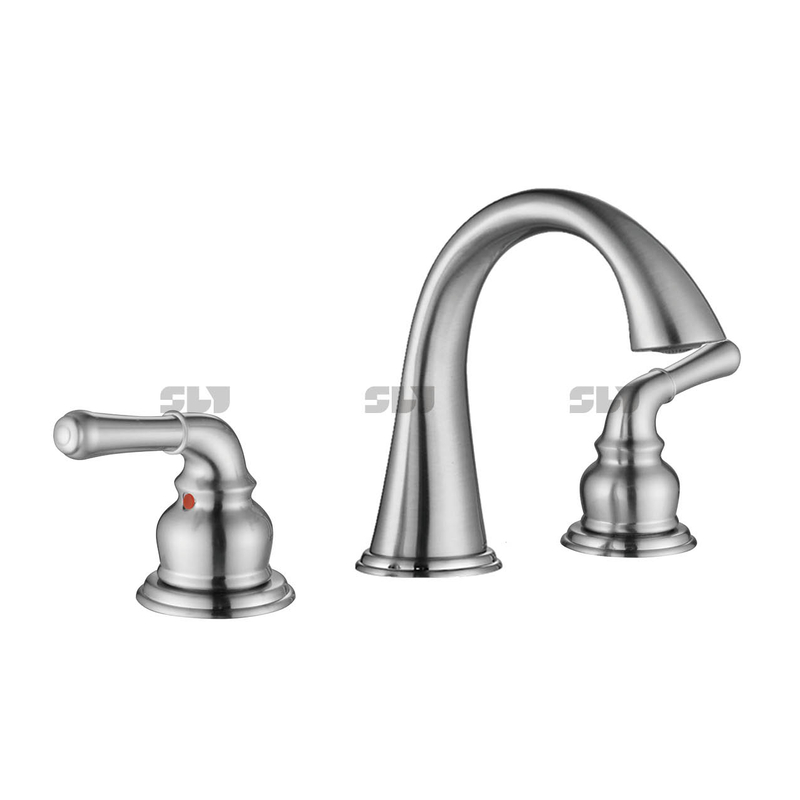 Robinet de lavabo à double poignée noire monte en argent / mat