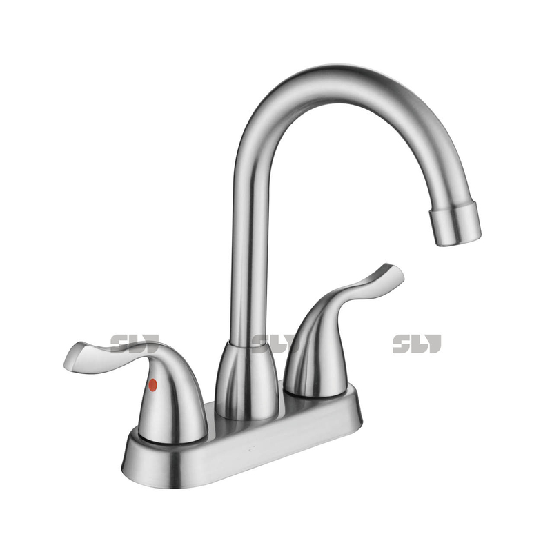 Bassin de salle de bain sournois 2 manchette de mixage à lavabo à eau chaude et froide