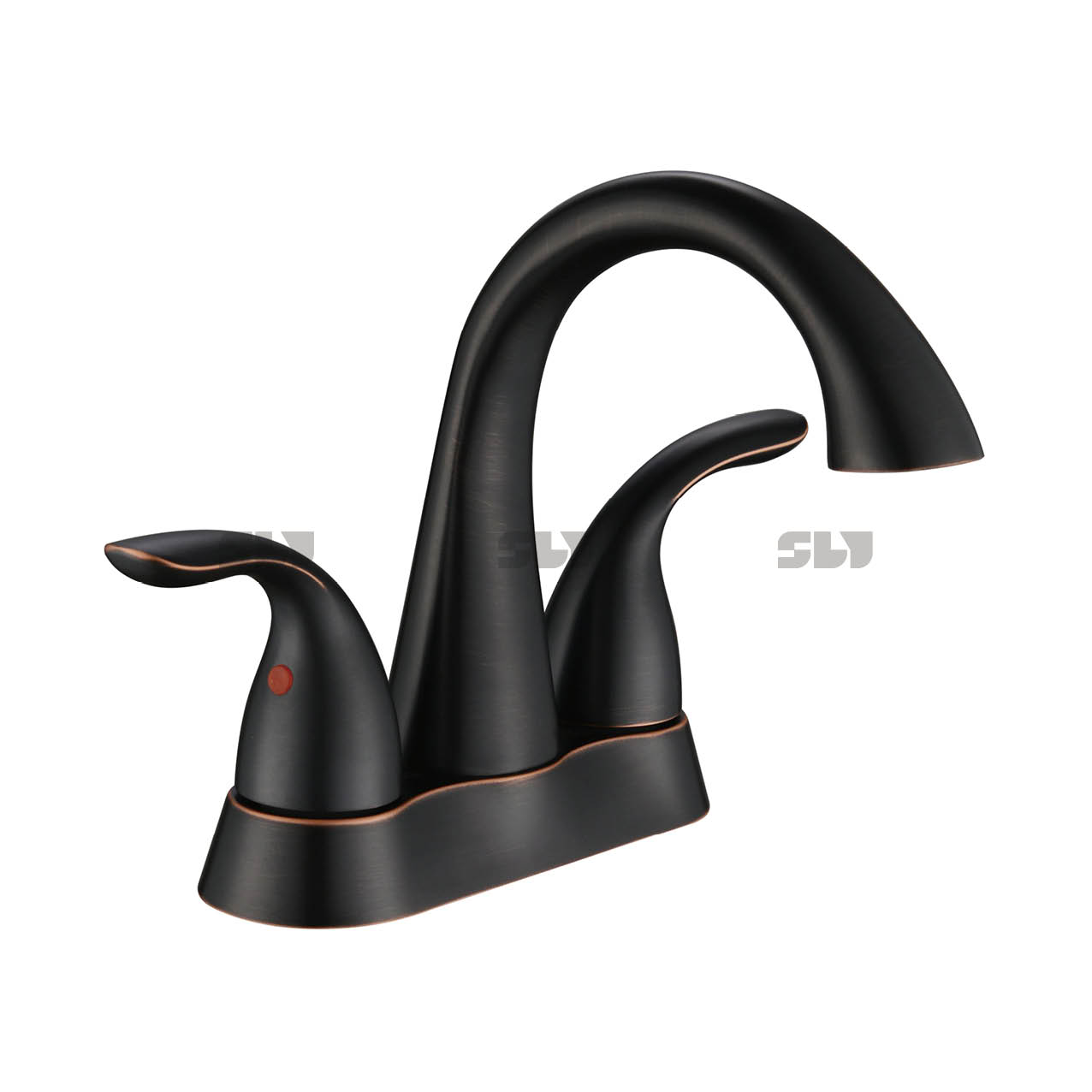 Basin sournois sur pont de pont de pont de salle de bain montée sur salle de bain luxe à deux poignées robinet 