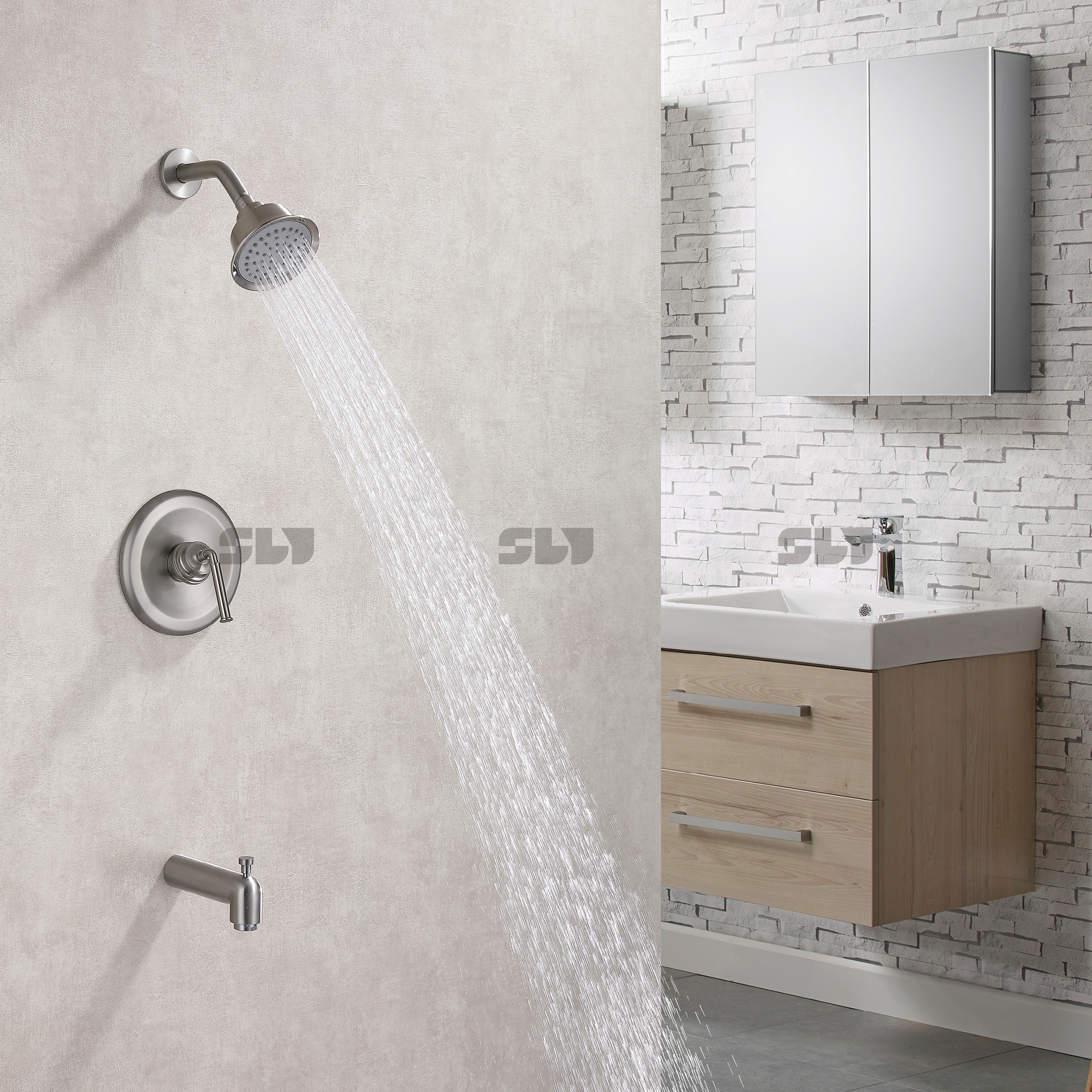 syst&egrave;me de pomme de douche &agrave; effet pluie