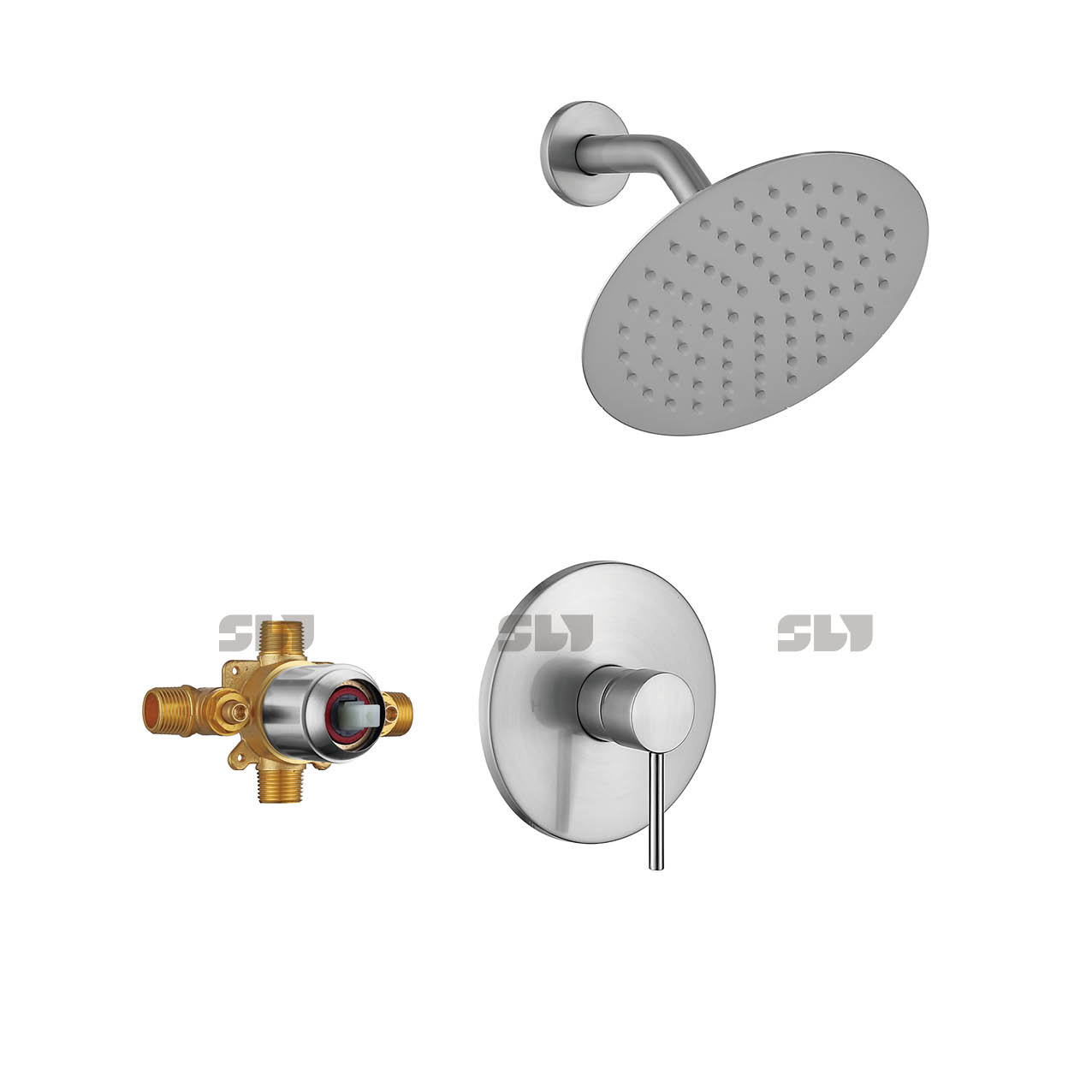 Robinet de douche de luxe sournois Set en laiton mélangeur de douche de bain dissimulé Chrome