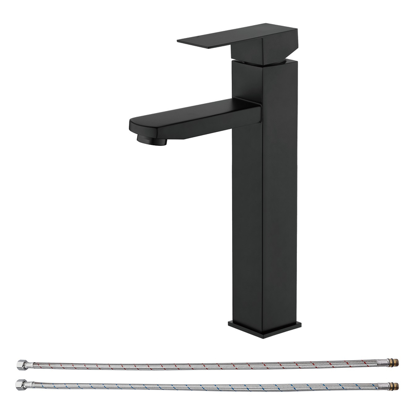 Robinet de bassin en laiton à poignée simple noire mate noire