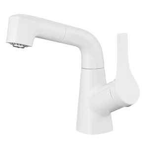 SLY Robinet mitigeur d'évier encastré en laiton et zinc blanc mat, robinet de lavabo de salle de bains, design classique