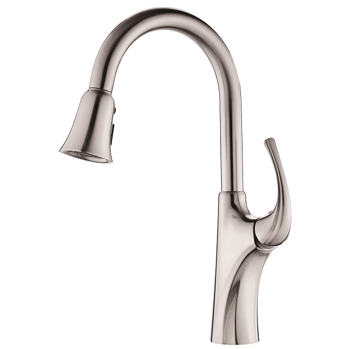 Mélangeur de robinet de cuisine à handle moderne brossé sournois