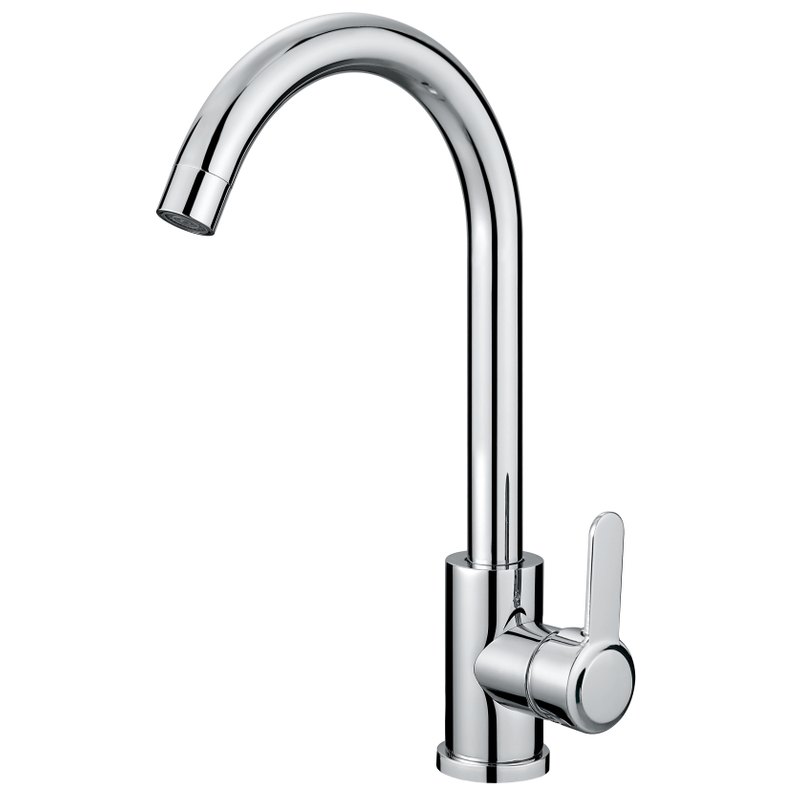 Robinet d'évier de cuisine chromée mono-trous moderne robinets de cuisine à eau froide chaude