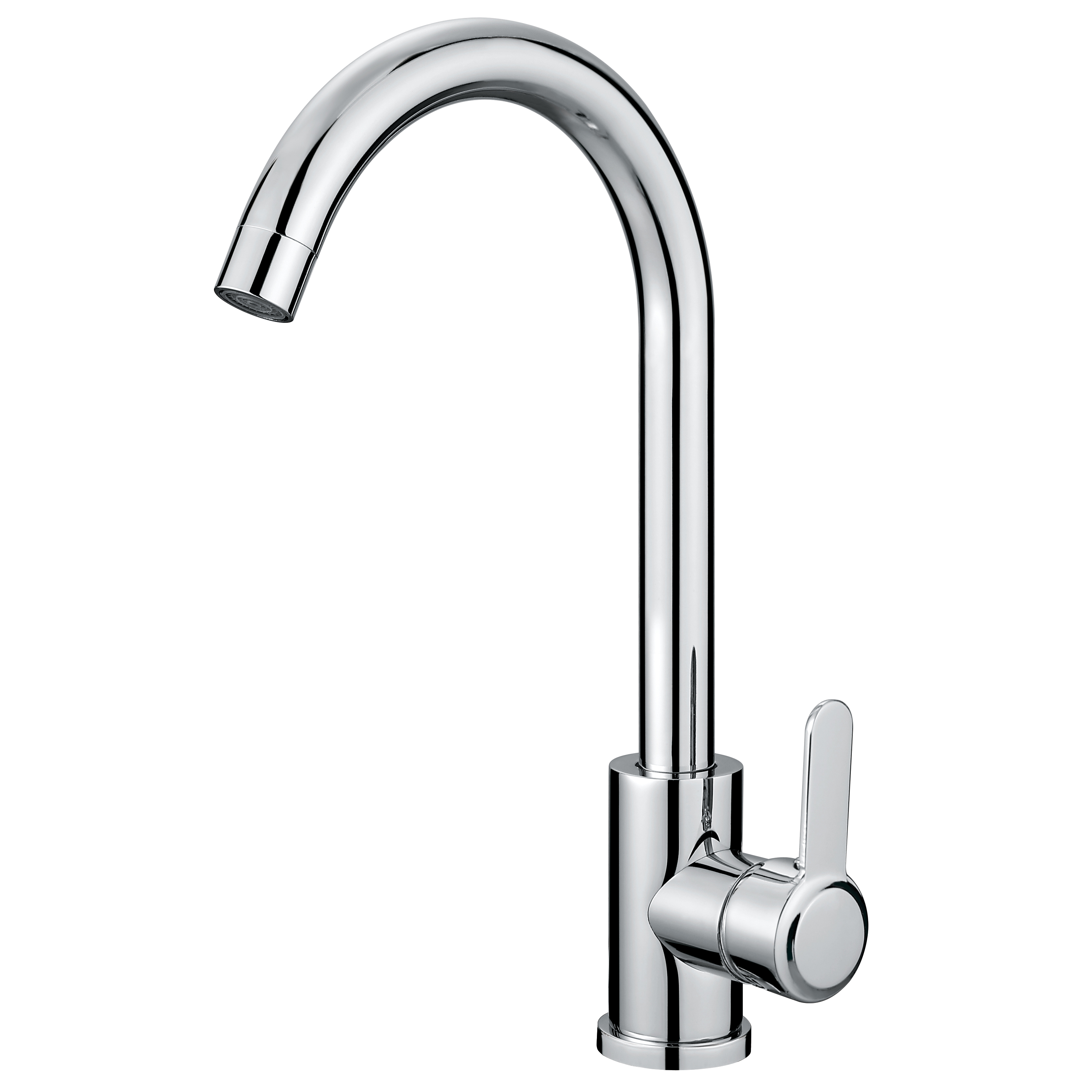 Robinet d'évier de cuisine chromée mono-trous moderne robinets de cuisine à eau froide chaude