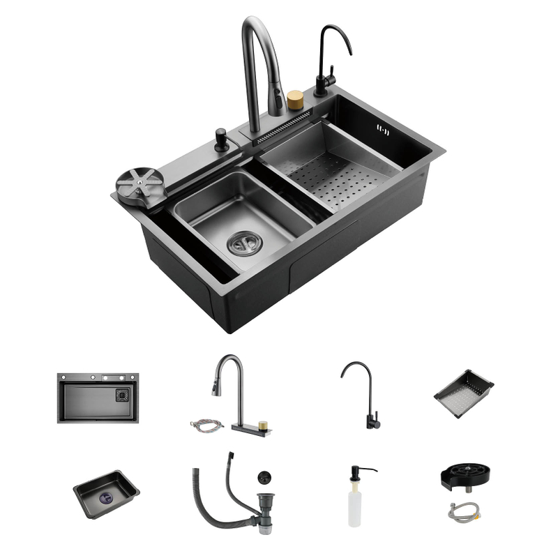 Évier de métall à pistolet brossé de haute qualité de haute qualité pour un puits de bol pour la vie de style moderne 