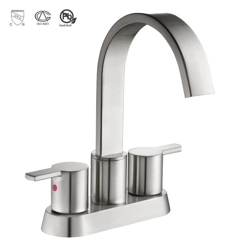 Robinette de lavabo moderne brossé sournois robette de salle de bain de salle de bain robinet de salle de bain à 3 trous