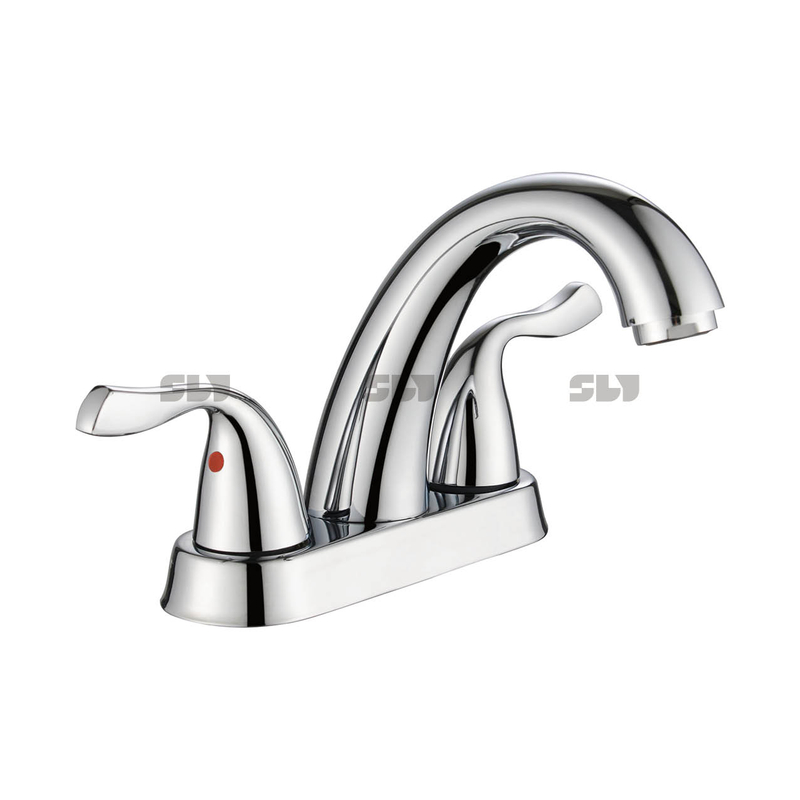 Nickel brossé chaud et froid nickel à deux manches robinet lavabo bassin 