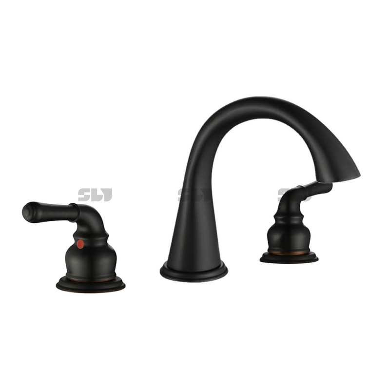 Robinet de lavabo à double poignée noire monte en argent / mat