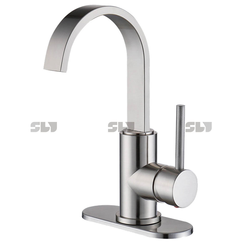 Robinette de lavabo de salle de bain de luxe sournois robinet de bassin à handle monoproche 