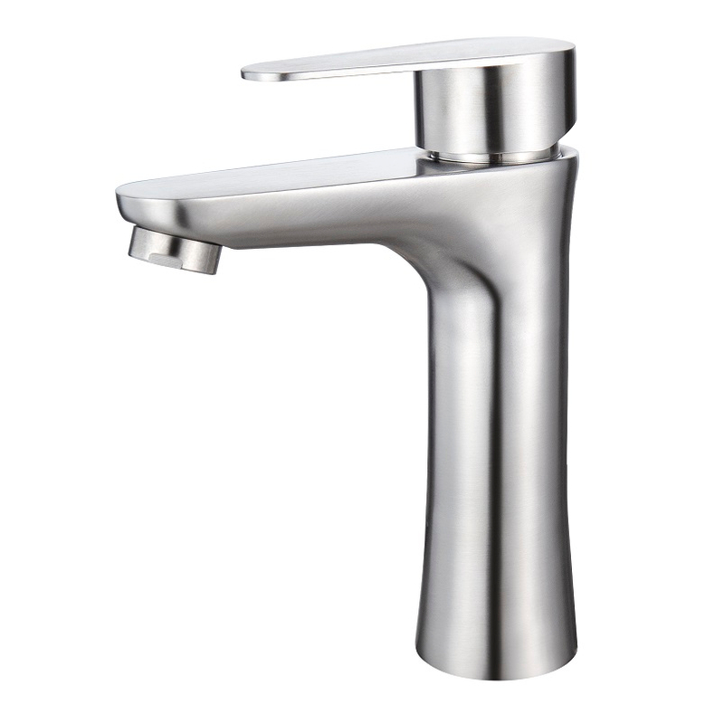 Robinet de vanité de salle de bain en nickel brossé Fauce de salle de bain Bouxage Boux de bec de la chute en cascade à poignée unique