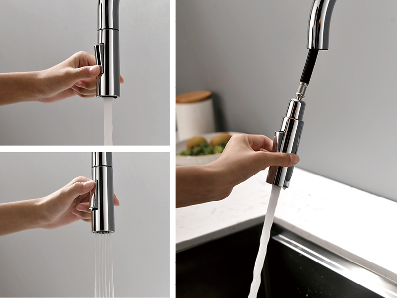 robinets de cuisine de luxe avec pulv&eacute;risateur r&eacute;tractable