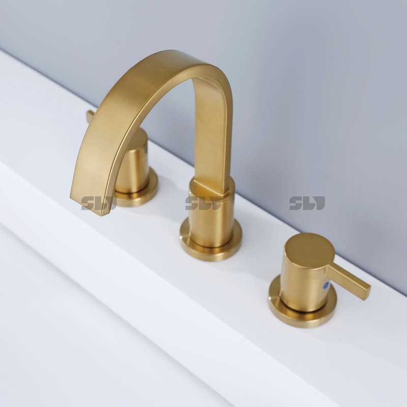 Sly China Fournisseur Luxury Brossed Gold Basin Basin Taps Robinet de salle de bain répandu
