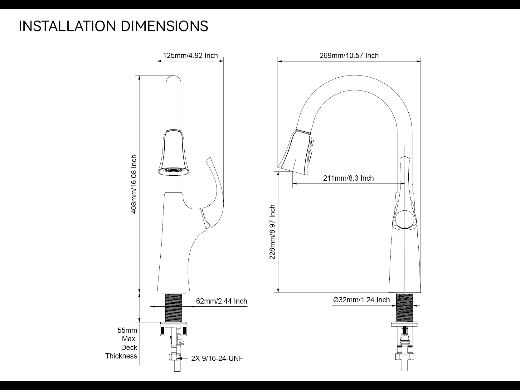 Robinet de cuisine en acier inoxydable 304