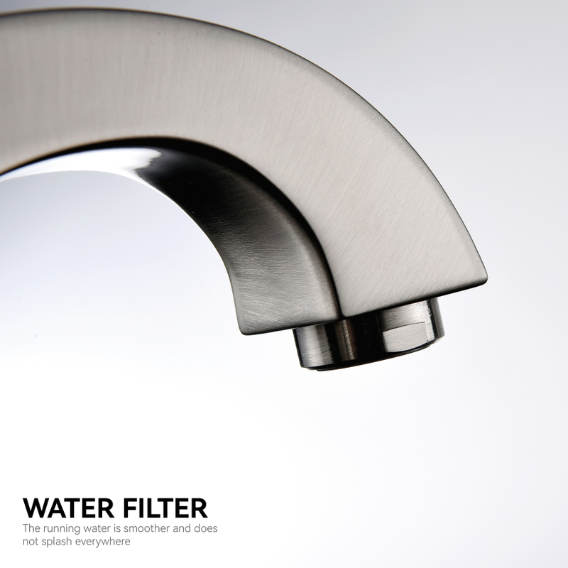 Robinet de lavabo de salle de bain nickel sournois monture de pont robinet à un trous