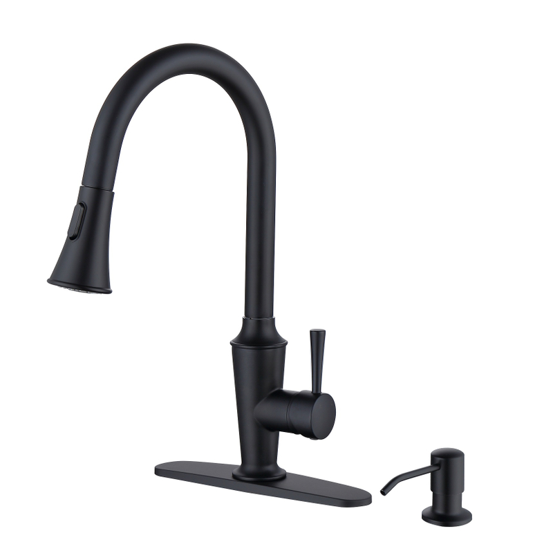 Robinet de cuisine à chaud brossé sournois avec robinet d'évier pulvérisateur