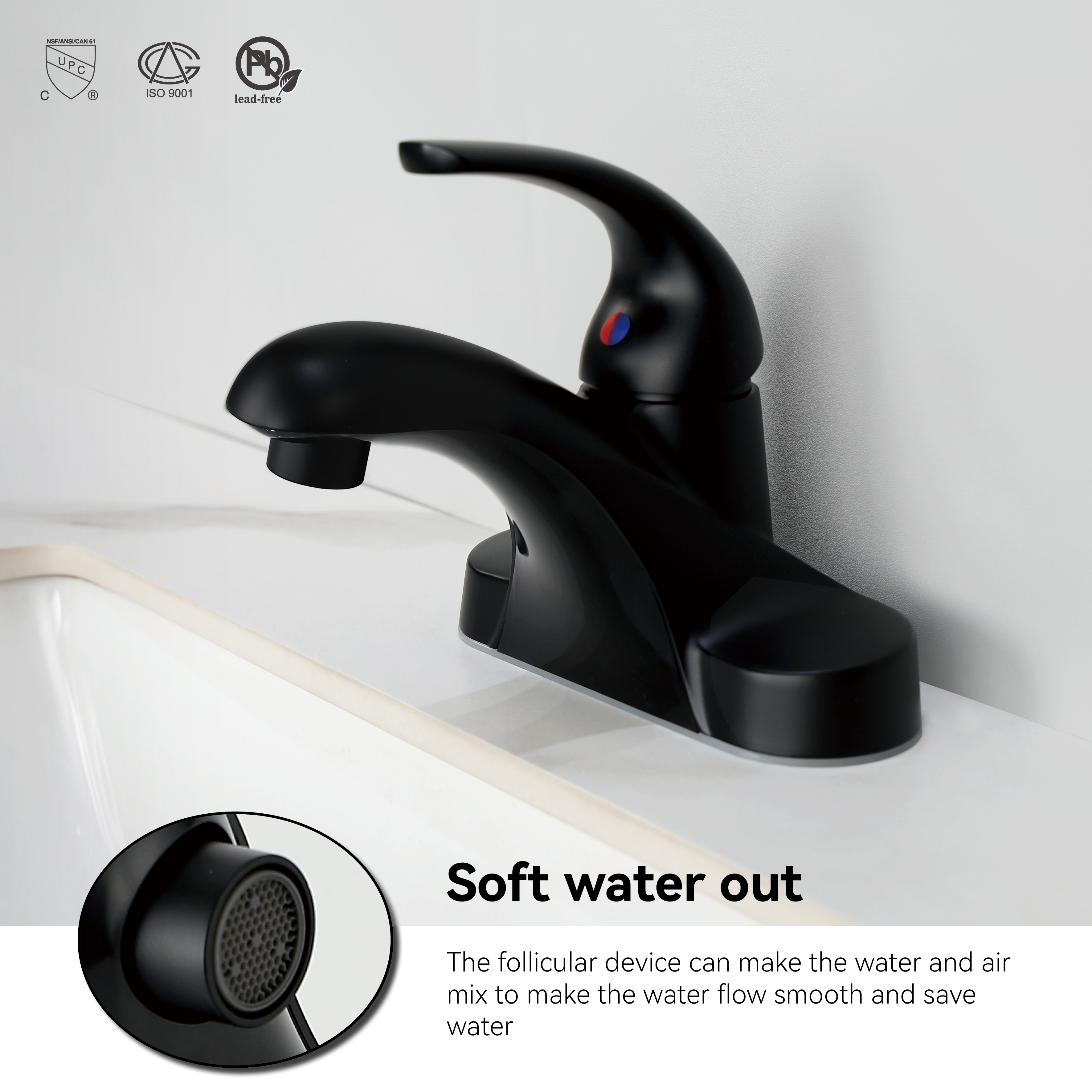 Robinet de salle de bain noir mate samliyu mate mate mate