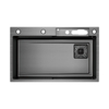 Samliyu Kitchen Waterfall Under the Home Large Single évier S.S304 Brossé pistolet Metal Sinon Key Shark Discffichage numérique Flying Rain Robinet
