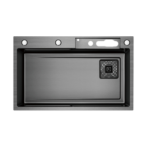 Samliyu Kitchen Waterfall Under the Home Large Single évier S.S304 Brossé pistolet Metal Sinon Key Shark Discffichage numérique Flying Rain Robinet