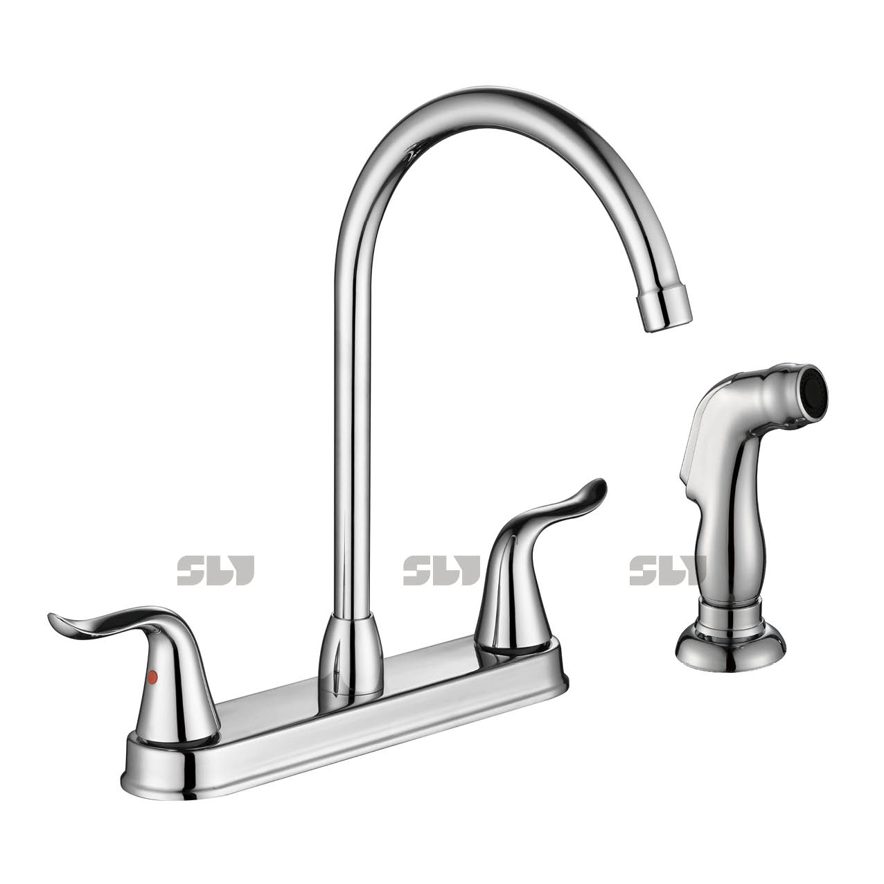 Robinet de cuisine à deux manches sournois sournois avec robinet de haute qualité chromé