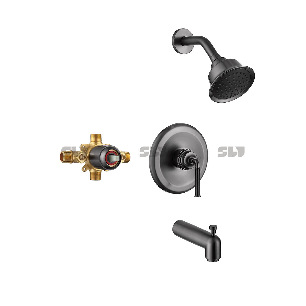 SLY mitigeur bain douche encastré noir mat robinet de douche laiton deux fonctions 