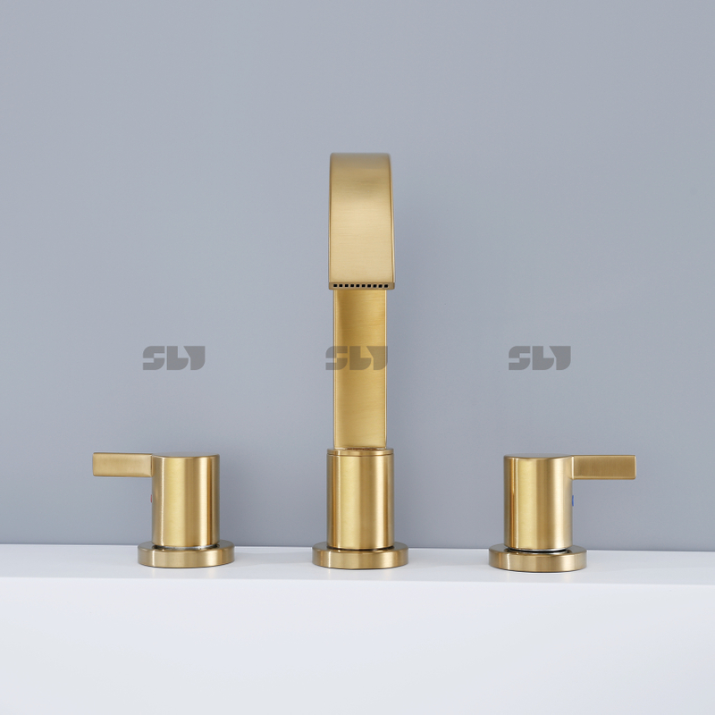 Sly China Fournisseur Luxury Brossed Gold Basin Basin Taps Robinet de salle de bain répandu