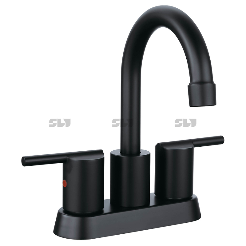Robinet central à double poignée noire monte noir pour salles de bains à la maison