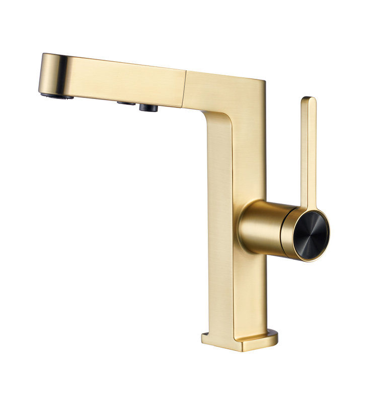 Sly Zinc Brossed Metal Motor Modern Salle Hole Handle Handle Robinets Évier Bouetteurs Taps
