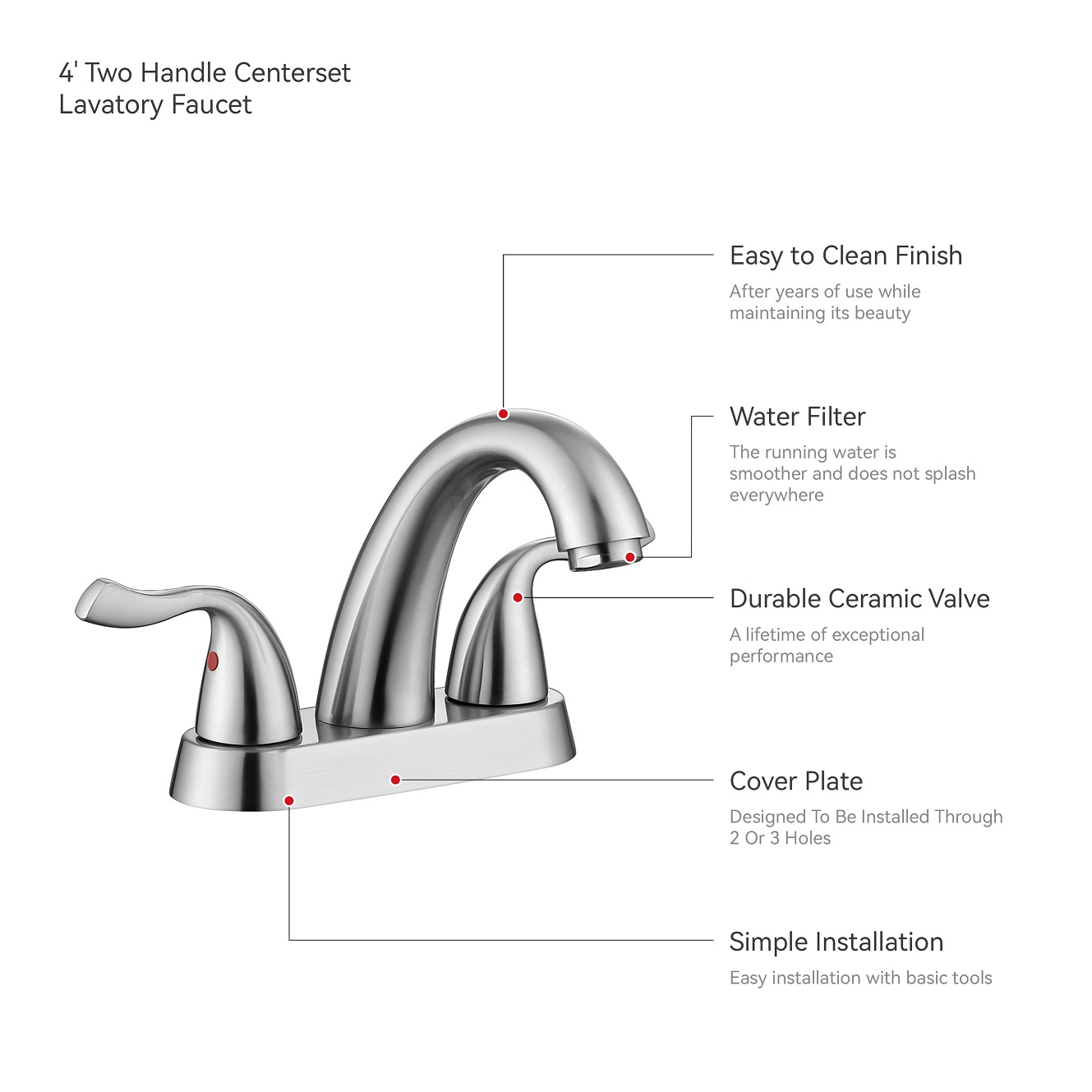 Robinets de salle de bain de la cuisine moderne mousseux Taps Basin Basin avec un trou de poignée unique