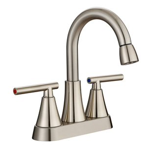 SLY Robinets d'évier de lavabo de salle de bains à double poignée de luxe en nickel brossé