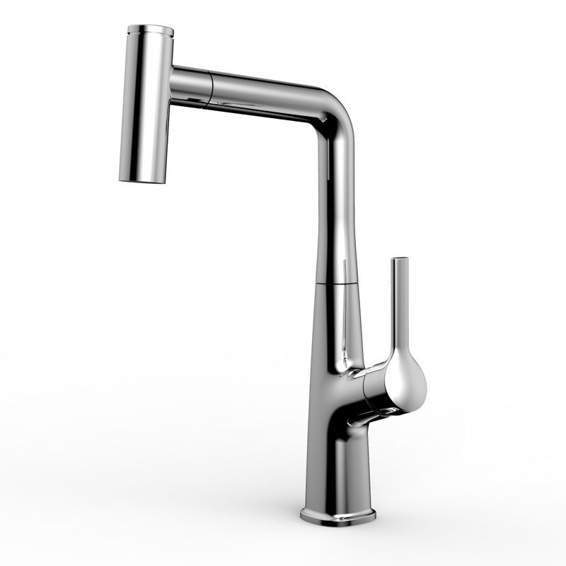 Robinet de cuisine chromé 304 à chaud avec robinet d'évier pulvérisateur Pull Down