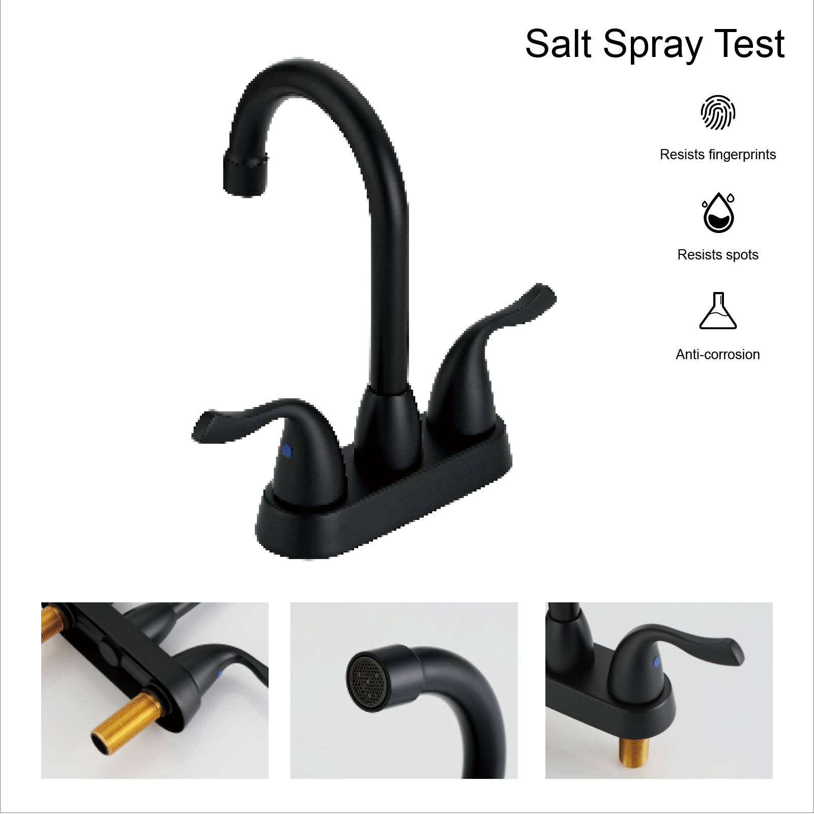 Robinet de bassin noir mate en laiton en cuivre en cuivre en cuivre robot le bassin de bassin chaud et froid