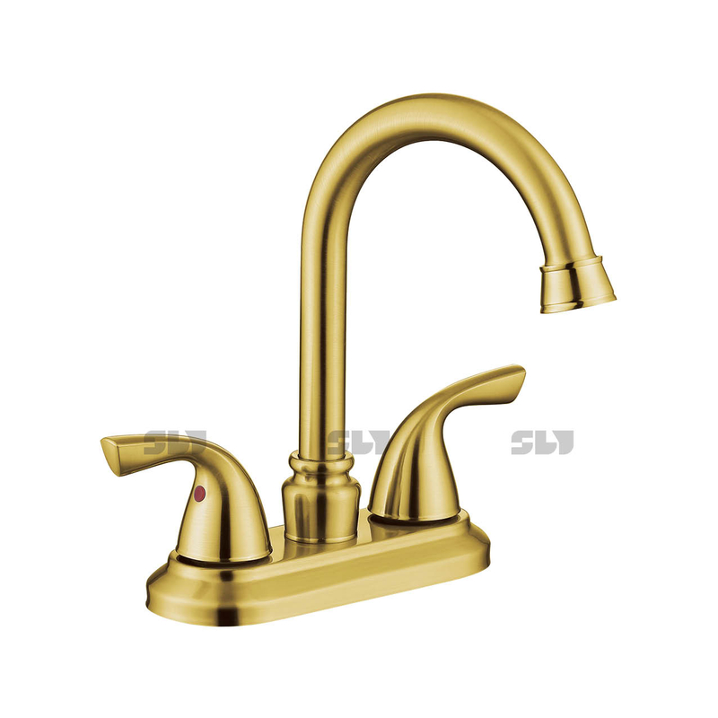 Double bassin de luxe sournois 2 Handle Robinet de salle de bain Gold brossé