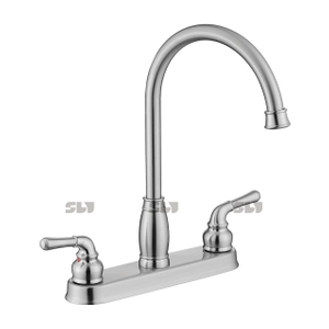 Robinets de cuisine à eau chaude et froide à deux poignées pour évier chromé SLY 