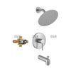 Système de douche SLY Ensemble de robinet de douche en or brossé avec bec de baignoire (valve incluse) Ensemble de baignoire de douche mural multifonction