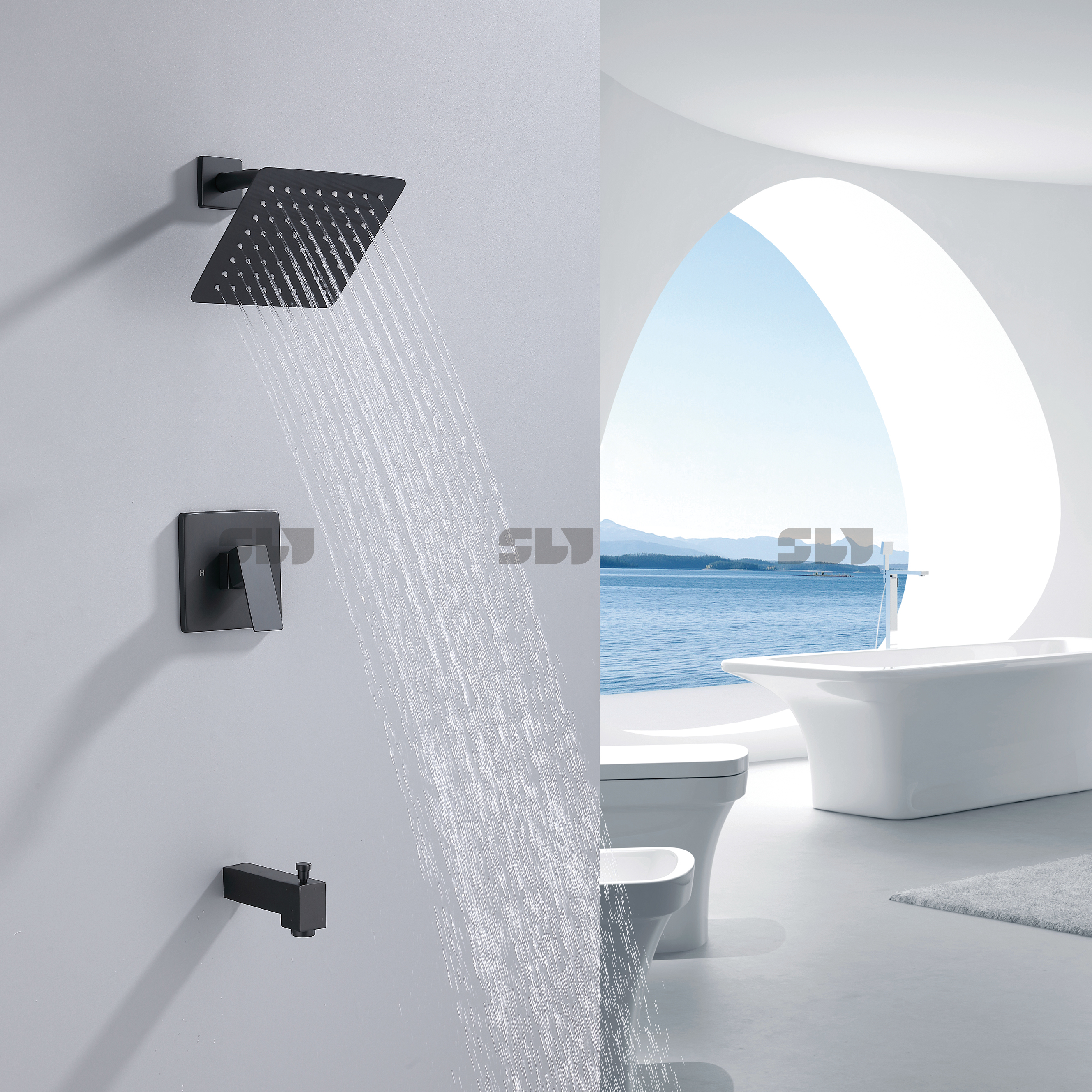 Syst&egrave;me de douche en bronze huil&eacute;