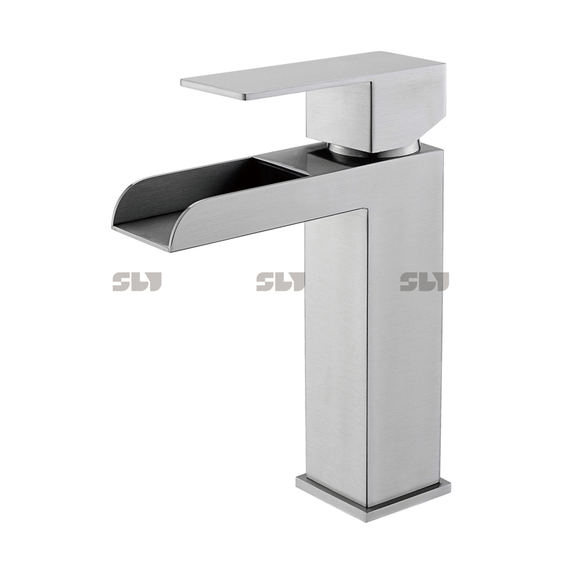 Robinet de salle de bain espacé SLY en nickel brossé