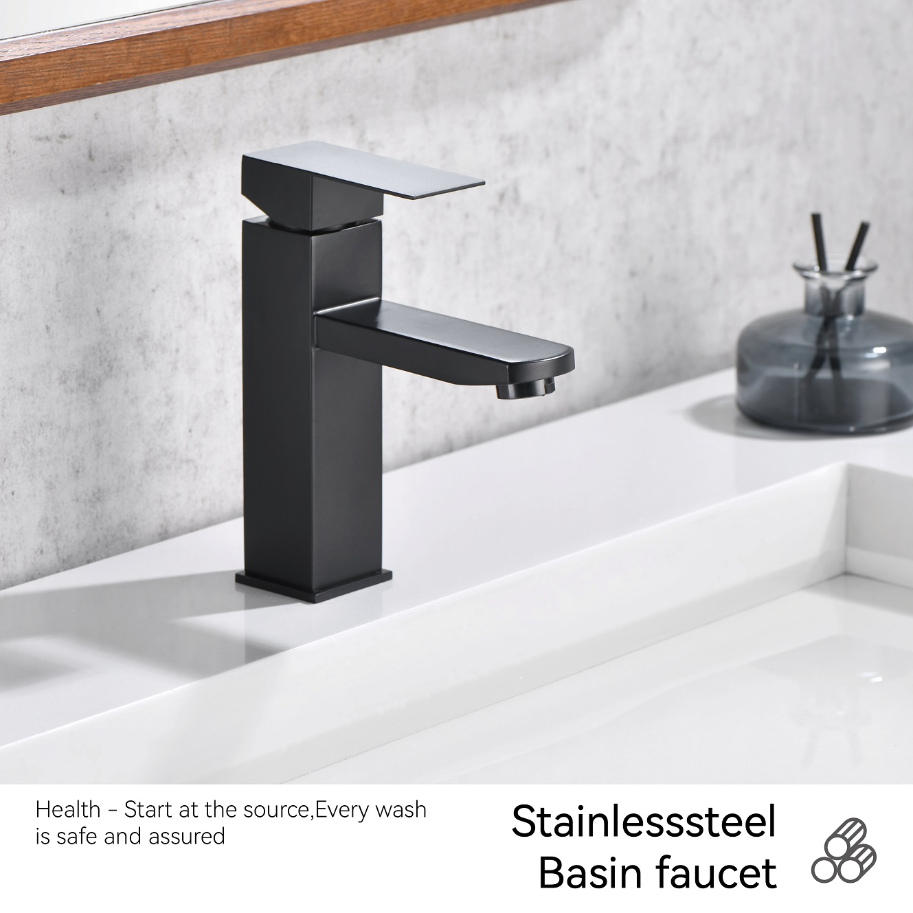Taps de robinet à levier unique de salle de bain à rabais noir morte