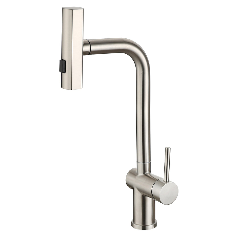 Robinets de cuisine moderne nickel brossé.